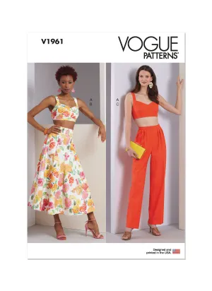 Vogue Pattern V1961 Misses' Top, Skirt and Pants