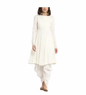 White Chanderi Kurta With Dhoti Pants