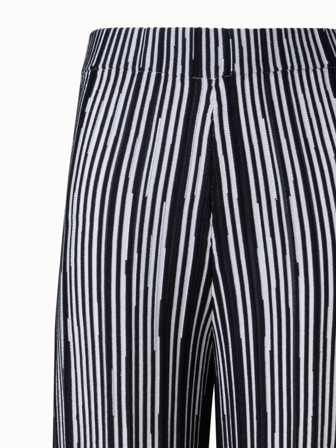 Wide Knit Pants with Asagao Stripes Jacquard in Silk Wool Blend