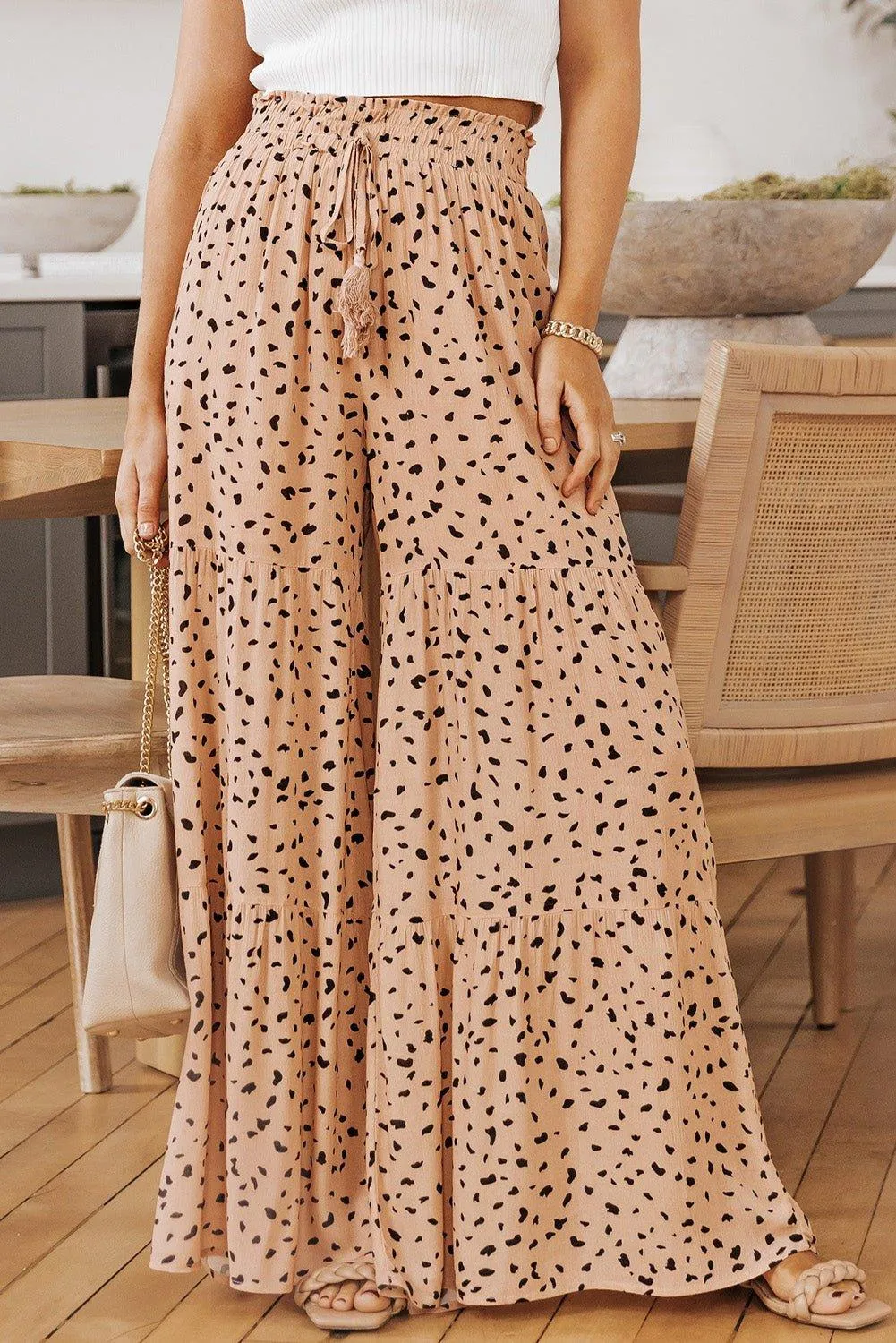 Wide Leg Leopard Peach