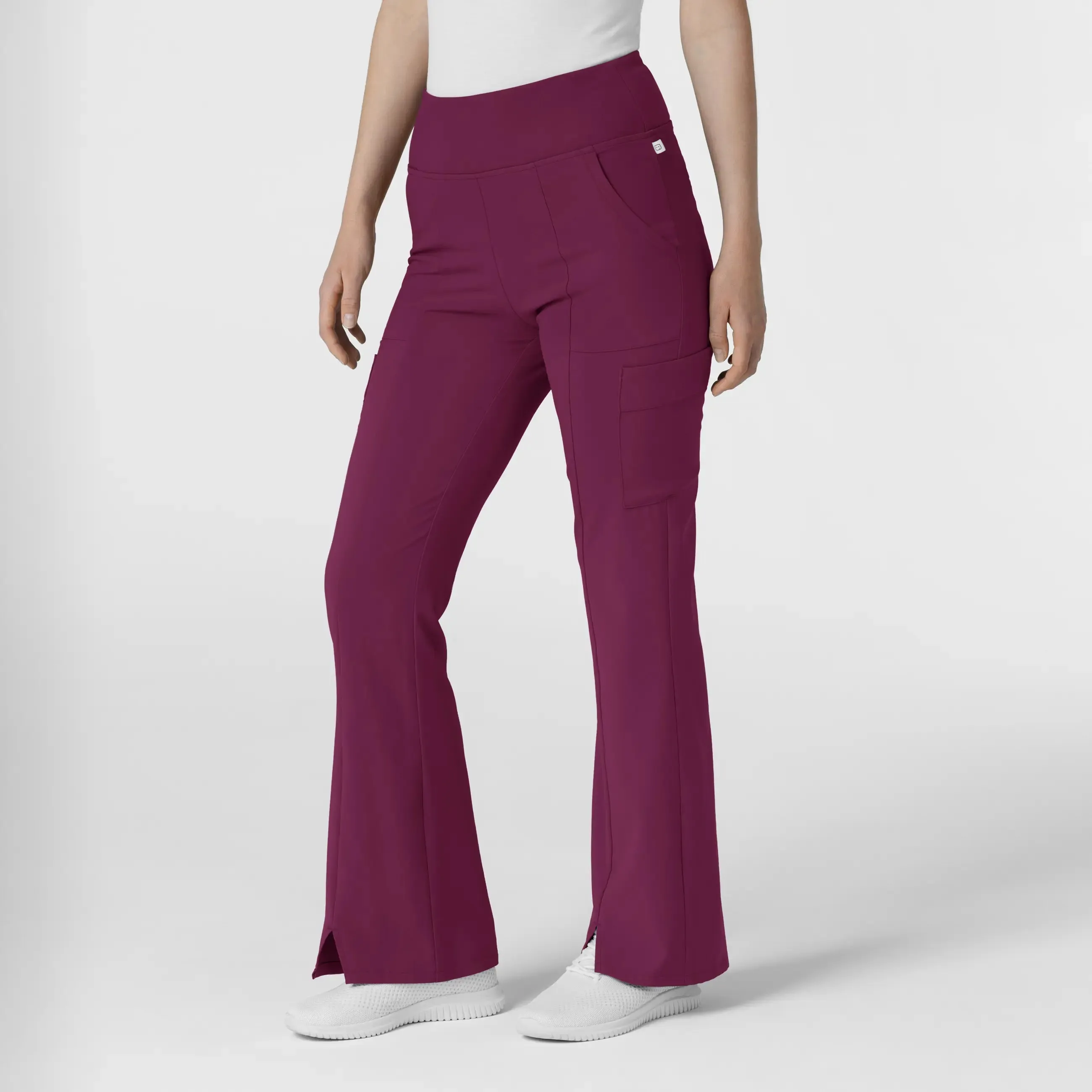 Wink Women's Cargo Flare Scrub Pant - Wine