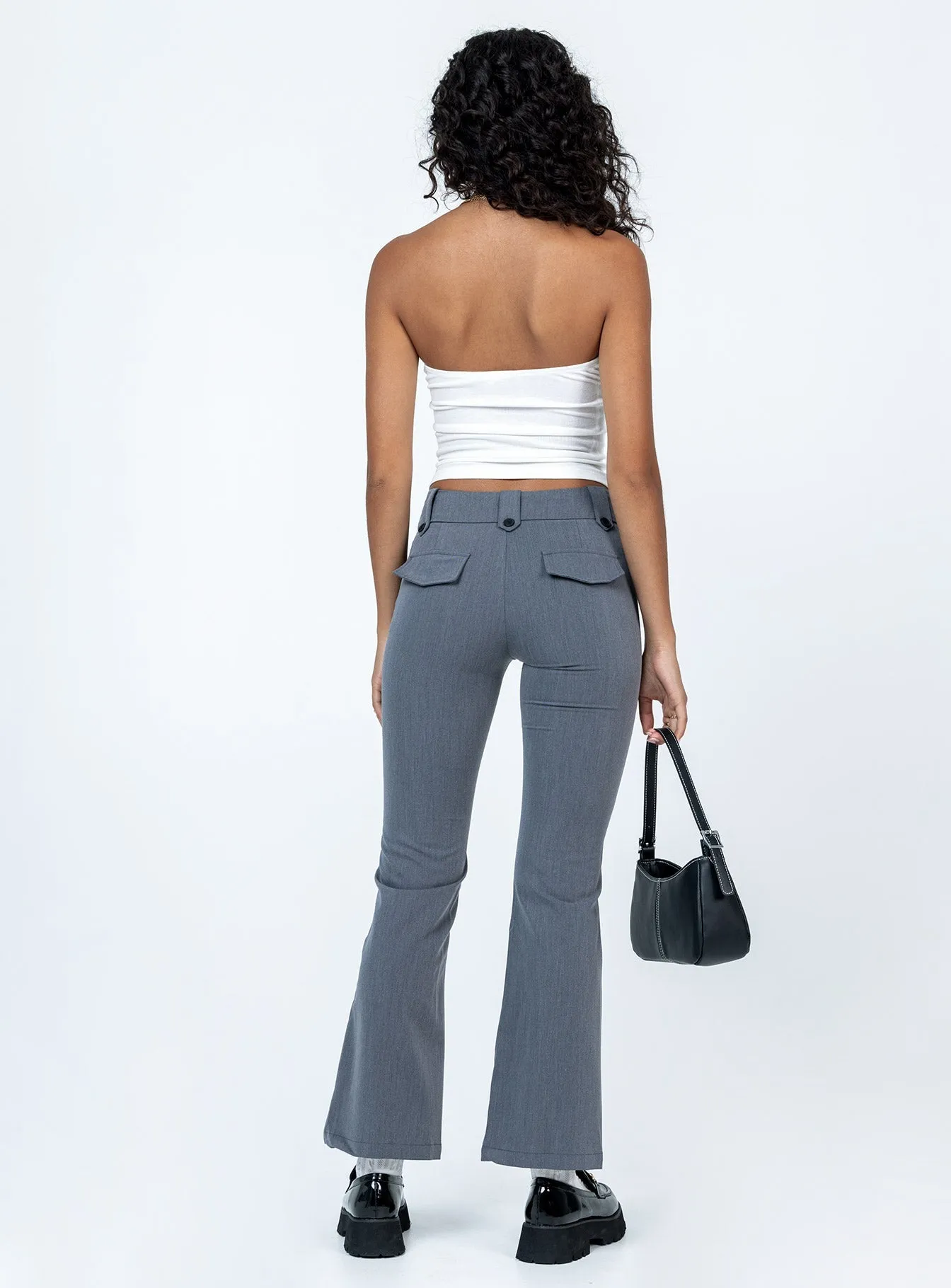 Yianna Low Waist Flare Pants Grey